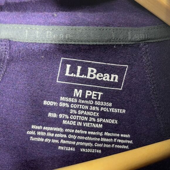 LL Bean Sweatshirt Size Medium Petite Womens Purple Cozy Pullover Cowl Neck Top - Picture 4 of 5